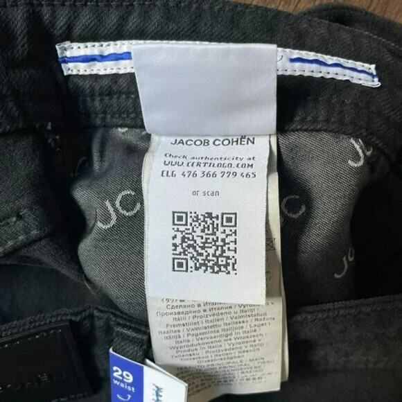 Jacob Cohën Luxury Denim Eco-Friendly Jeans Black Slim Fit W29 L30.5 - Picture 8 of 8